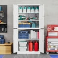thumbnail image 6 of STANI Metal Storage Cabinet, White Garage Tools Utility Cabinet,4 Doors & 3 Adjustable Shelves, Steel Locker with Lockable Door for Office, Home, Pantry, 6 of 10
