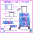thumbnail image 2 of Kids Hardshell Luggage Sets with Wheels Travel Essentials 5 Piece Rolling Carry on Suitcase for Girls with Travel Pillow Pen Bag Toddler, 2 of 6