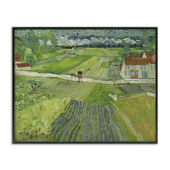 Stupell Industries Van Gogh Carriage & Train Landscape Landscape & Nature Painting Black Framed Art Print Wall Art, 14 x 11