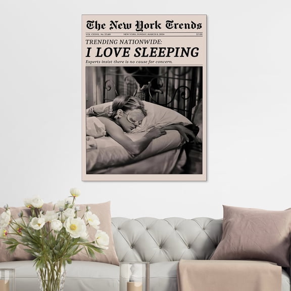 Appoft Retro Black and White Feminist Wall Art Newspaper Aesthetic Canvas Posters Vintage Funky Girl Sleeping Prints for Girly Dorm Bedroom Wall Decor 12x16 inch Unframed