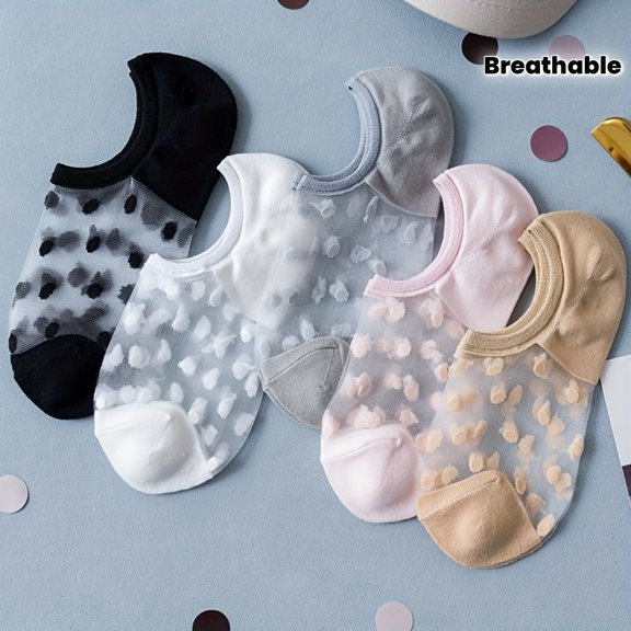 5 Pairs of Thin, Breathable, Polka Dot Ankle Socks for Spring And Summer, Designed for Comfort And Invisibility