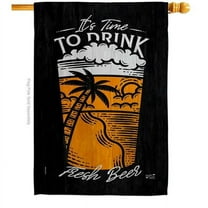 It Time to Drink Beverages Beer 28 x 40 in. Double-Sided Decorative Vertical House Flags for Decoration Banner Garden Yard Gift