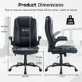thumbnail image 3 of Office Chair with Flip-up Armrest,PU Leather Ergonomic Office Chair with Back Lumbar Support,Swivel Rolling Desk Chair with Wheels Black, 3 of 6