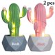 thumbnail image 2 of Bonita decoración de cactus de resina: 2 piezas de centro de mesa con adorno de escritorio y cadena de luces, 2 of 8