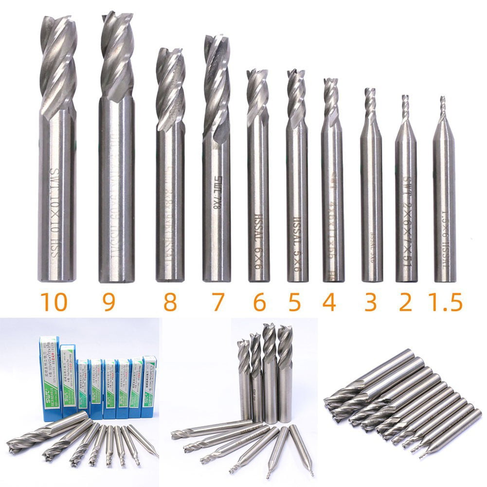 End Mill Solid Tungsten Carbide 4 Flute 5Pcs Cutter Engraving Extension Useful 