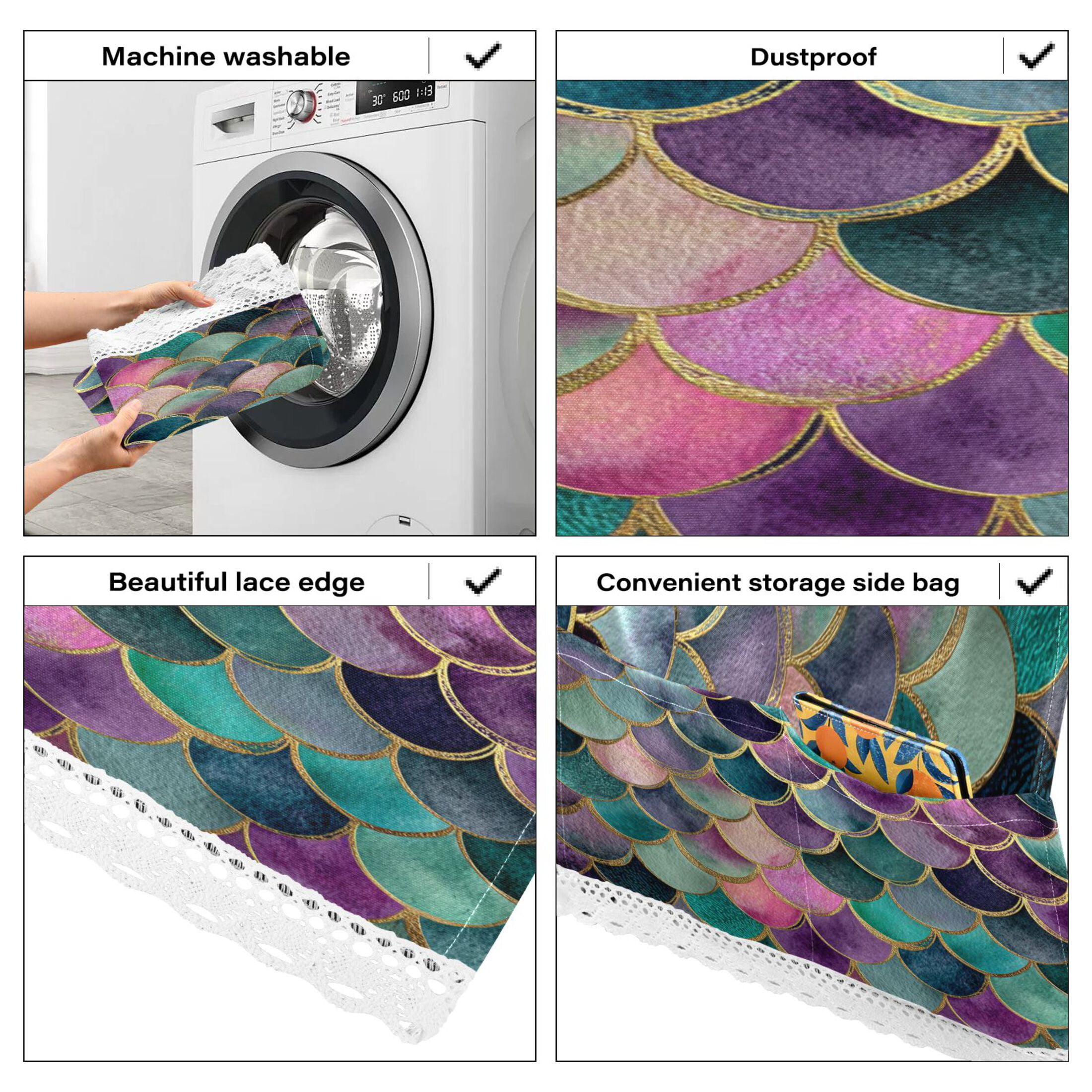 DEIARA Mermaid Scales Washing Machine Cloth Dryer Refrigerator Top Cover Protective Non-Slip Mat For Kitchen Laundry