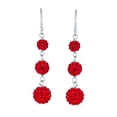 thumbnail image 2 of Bling Jewelry Womens Red Crystal Pave Disco Balls Dangle Earrings Sterling Silver, 2 of 5