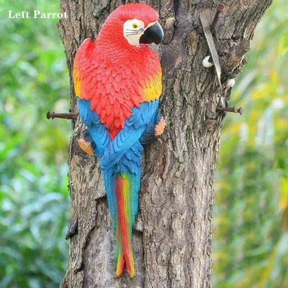 WEISIPU Resin Parrot Bird Statue Outdoor Garden Ornament Wall Tree Lawn Decoration