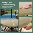 thumbnail image 5 of Round Outdoor Tablecloth with Umbrella Hole and Zipper, Blue Beige Ombre Tablecloth with Elastic Waterproof, Modern Gradient Abstract Art Patio Table Covers for 31" - 35" Picnic Pool Tables, 5 of 9