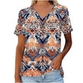 thumbnail image 5 of JTZGDY Vintage Floral Print Summer Tops for Women Casual Short Sleeve Oversized V Neck Graphic T-Shirts Loose Fit Comfy Beach Vacation Tunic Tees Shirt Blouse Khaki#01 XXL, 5 of 6