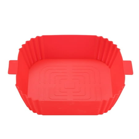 

Air Fryer Baking Basket Soft Tray Accessories Cooking Reusable Silicone Pot Red