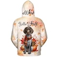thumbnail image 2 of Hello Fall German Shorthaired Pointer Scarf Welcome Autumn with Leaves Pumpkins All Over Print 3D Hoodie Unisex Merch Hoodies GSP Lover Dog Gift - 00011, 2 of 6