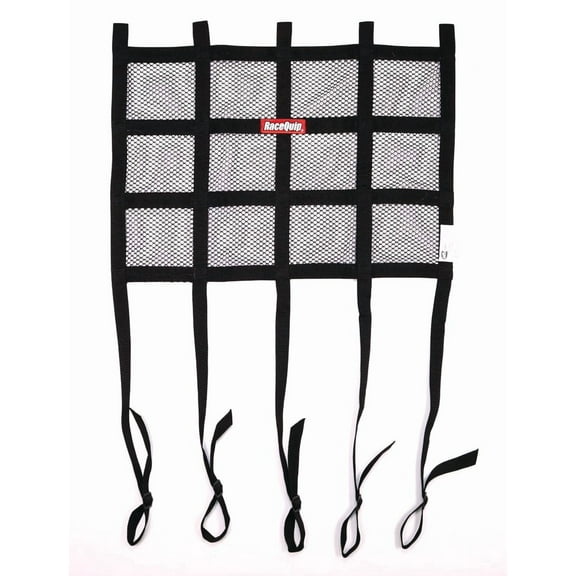 RaceQuip 822003RQP Window Net 822 Series SFI 27.1 1 in Webbing Mesh 18 in Square Extended Bottom Strap Black