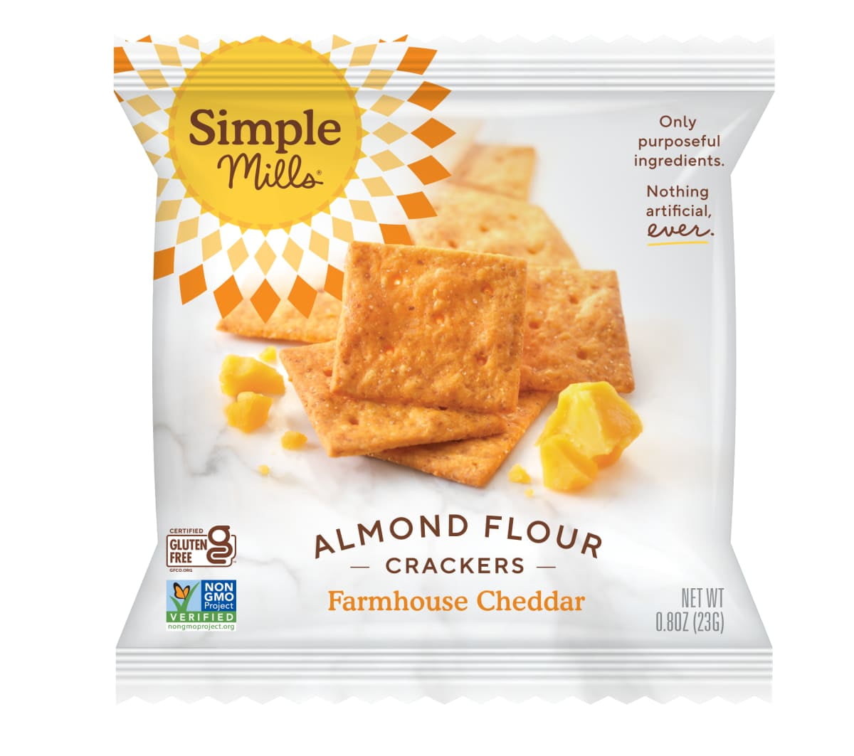 Simple Mills Almond Flour Crackers, Farmhouse Cheddar Crackers Snack Packs, 0.8 oz, 6 Count