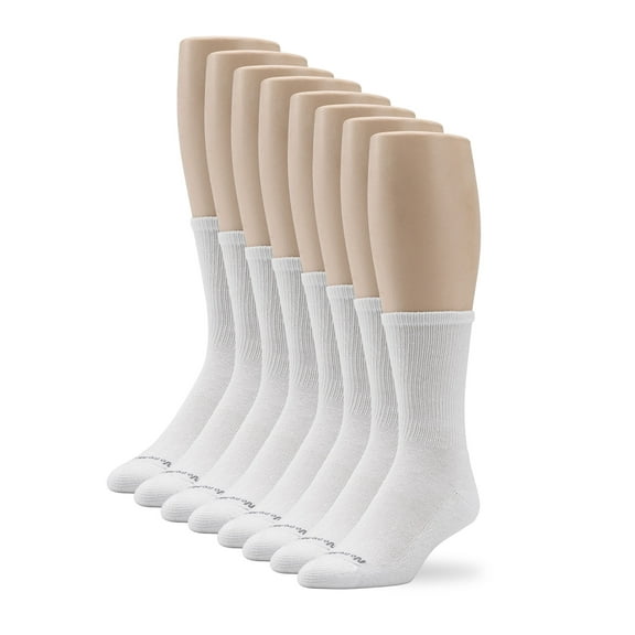 No nonsense Women's Cushioned Crew Socks 8 Pair Pack, White, One Size