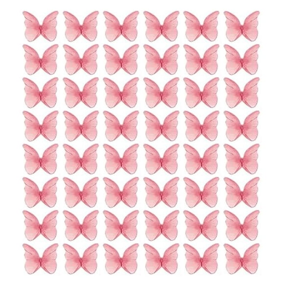 OIUR 40/48Pcs Cake Decoration Wafer Paper Flower Cake Toppers Edible Butterfly Flower Cupcake Decoration Birthday Party Accessories
