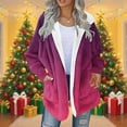 thumbnail image 3 of Gytharion Women's Printed Hooded Jackets Fashionable Long Sleeve Fuzzy Coat Winter Soft Comfy Fleece Warm Casual Outerwear with Pockets, 3 of 5