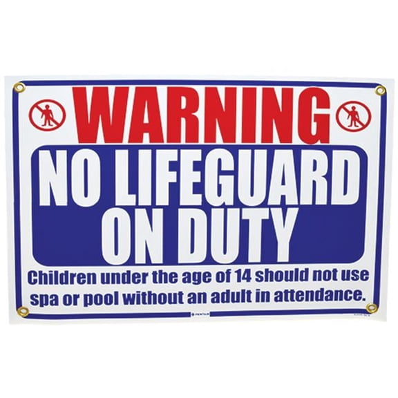 Pentair Rainbow R230500 18" x 12" No Lifeguard on Duty Sign