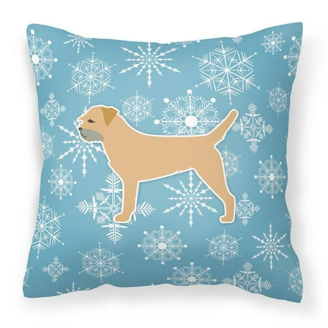 Carolines Treasures BB3489PW1818 Winter Snowflake Border Terrier Fabric Decorative Pillow