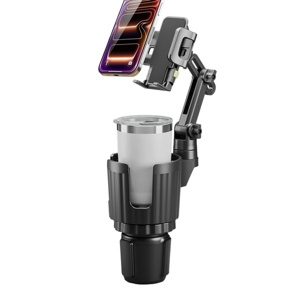 Bracketron TripGrip 1.0 Cup Holder Car Phone Mount, Adjustable Arm, 360° Rotation, Expandable Base, Stable Holder for iPhone and Android