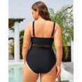 thumbnail image 2 of GHSDFBB Women Plus Size One Piece Swimsuits V Neck Tummy Control Bathing Suits Retro Ruched Swimwear, 2 of 7