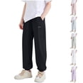 thumbnail image 4 of ZACPNCV Boys and Girls Casual Cotton Pants Lightweight Summer Elastic Waist Solid Lounge Long Trousers with Pockets Purple 5-6 Years, 4 of 5