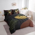 thumbnail image 2 of Castle Fairy Earthy Olive Leaf Bedding Comforter Set 7pcs for Couples, Abstract Moon Queen Bedding Sets for Master Bedroom, Brown and Gold,Black Reversible, 2 of 7