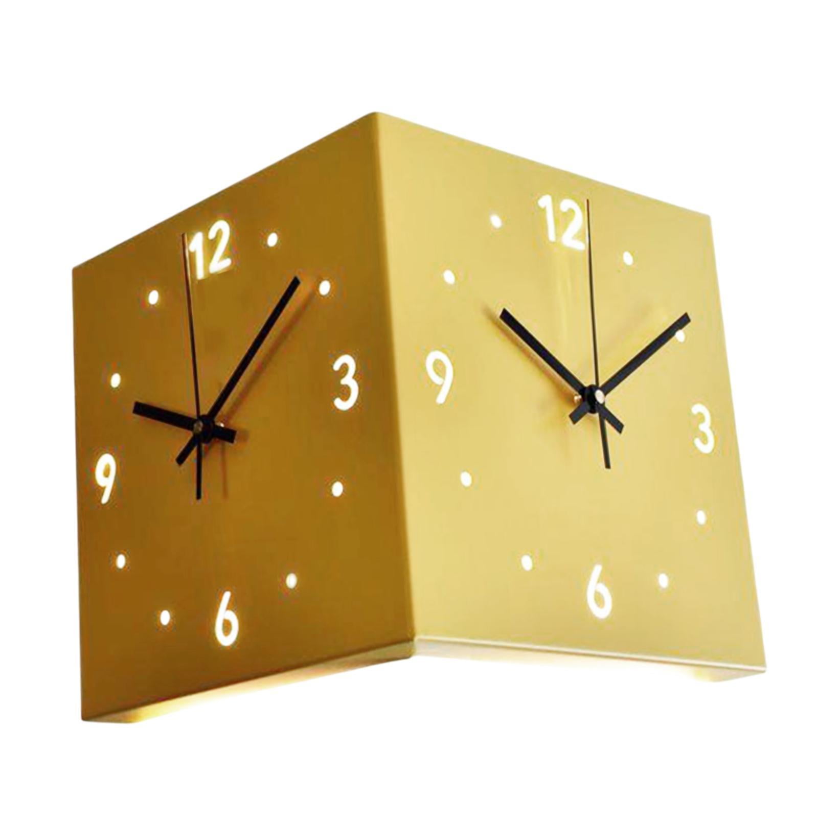 Baoblaze Double Sided Corner Wall Clock Friend Gift for Living Room Hotel Dining Room Yellow
