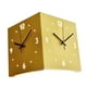 thumbnail image 3 of Reloj de pared de esquina de doble cara, reloj de esquina cuadrado, de metal, silencioso y sin tictac. Amarillo, 3 of 9