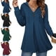 thumbnail image 4 of Sudadera con capucha para mujer, suave, cómoda, informal, holgada, con cuello en V, con capucha, manga larga, camiseta superior, 4 of 6