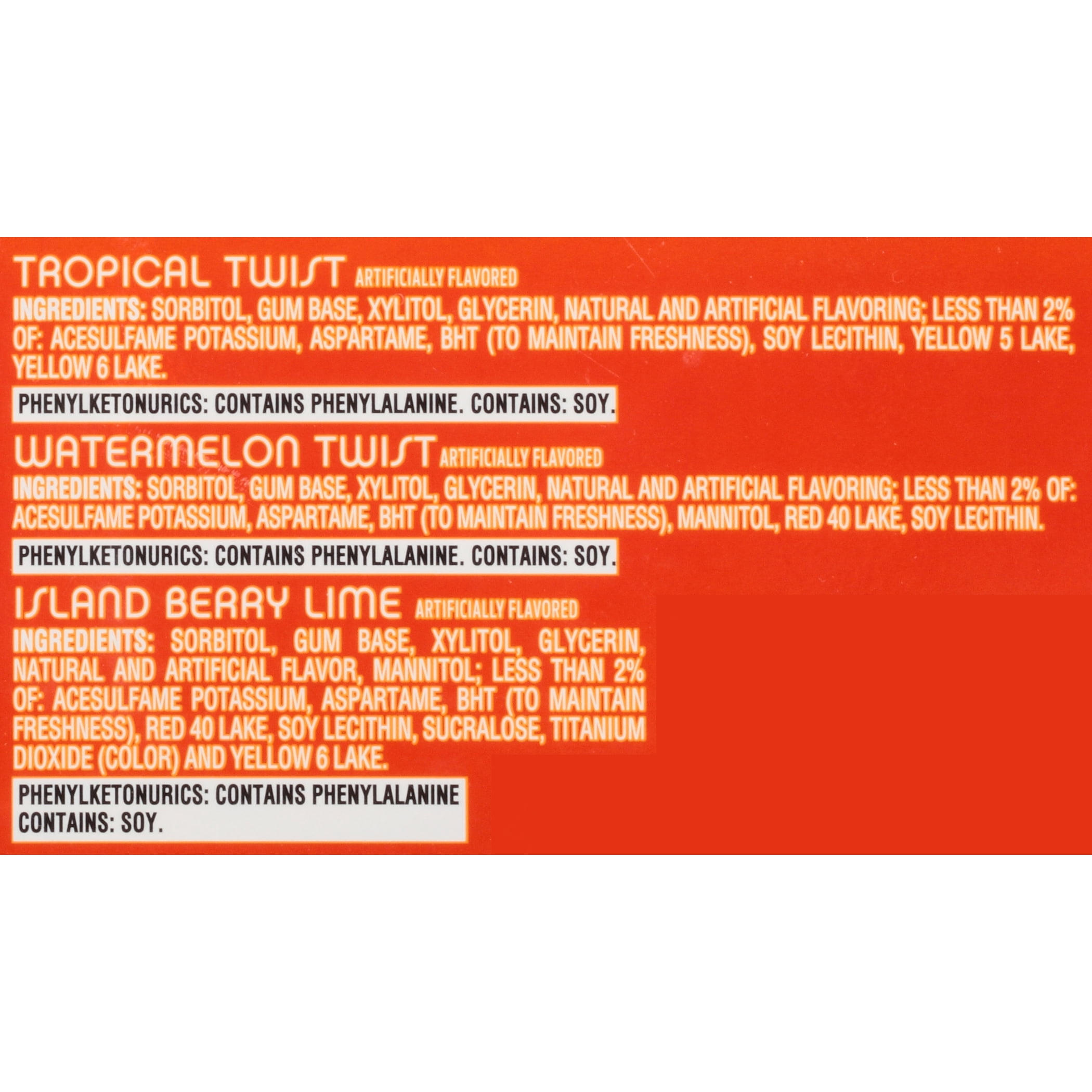 Trident, Sugar Free Assorted Fruit Gum Variety Pack, (Pack of 16)