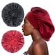 thumbnail image 1 of 2pcs Large Satin Bonnet,silk Bonnet Hair Wrap For Sleeping, Sleep Cap With Elastic Soft Band (black, Wine Red), 1 of 5