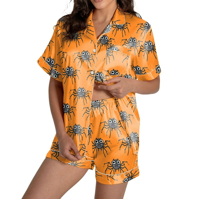 Comfortable Women Pajama Sets for Halloween Stylish Round Neck Design with Decorative Pattern Perfect for Fall and Winter Seasons Versatile for Casual Wear
