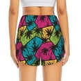 thumbnail image 3 of Picia Hawaii Palms Pattern Women's 2 in 1 Athletic Running Shorts High Waisted Workout Casual Gym Sweat Shorts with Comfy Liner Zipper Pockets-Medium, 3 of 9
