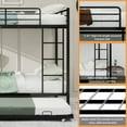 thumbnail image 4 of Miniyam Metal Full over Full Bunk Bed with Trundle, Space Saving Bunk Bed Frame with Ladder and Guardrails for Dorm, Apartment, Black, 4 of 7