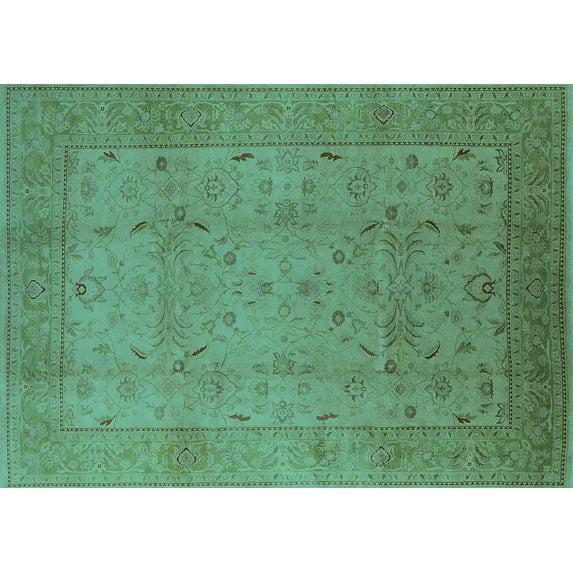 Ahgly Company Indoor Rectangle Oriental Turquoise Blue Industrial Area Rugs, 5' x 8'