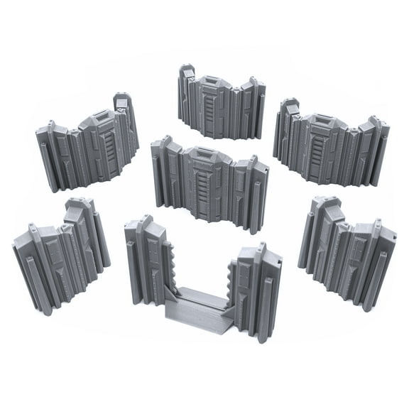 Tall Connecting Barricade Wall Set, Terrain Scenery for Tabletop 28mm Miniatures Wargame, 3D Printed and Paintable, EnderToys