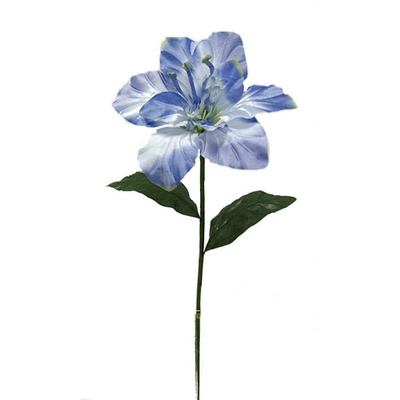 Ice Blue Magnolia 30in Artificial Polysilk Faux Fake Flower Long Stem Spray for Craft Home Garden Outdoor Bouquet Arrangement Ceremony Wedding Arch Floral Wall Aisle Decor (Light Blue, Set of 6)