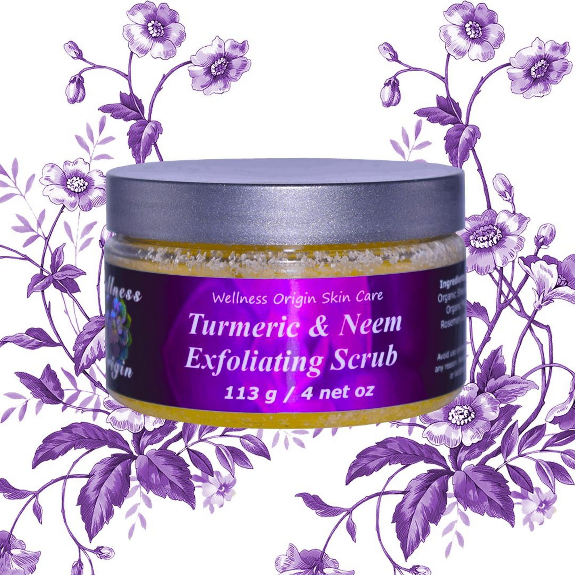 Wellness Origin Turmeric & Neem Exfoliating Scrub | Anti-Inflammatory,  Nourish,  Soothes the Skin 4 oz