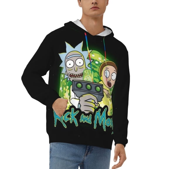 Rick And Morty Mens Active Sweatshirts Cozy Hoodie 3d Graphic Sweater Casual Winter Clothes Tops Coat Small