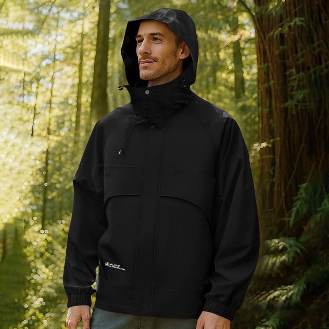 Veste d'Extérieur à Capuche pour Homme, Coupe-Vent et Résistante à l'Eau, avec Poches Zippées et Cordon de Serrage, pour la Randonnée et les Tenues Décontractées