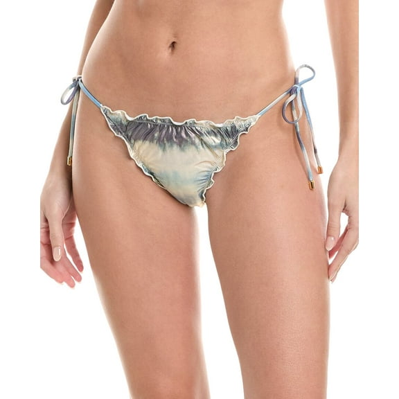 PQ Swim womens  Lettuce Edge Tie Full Bikini Bottom, l, Gold