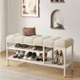 thumbnail image 1 of Muebles de lujo, taburete para cambiar zapatos, Zapatero de entrada, armario de almacenamiento de zapatos nórdico ligero, estante de Metal de viento crema, banco bajo, 1 of 3