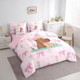 thumbnail image 2 of Erosebridal Cute Capybara Duck Twin Bedding Sets 7-Piece For Teens,Dreamy Bow Flowers Bedding Comforter Set For Kids Boy Girls,Pink Reversible, 2 of 6