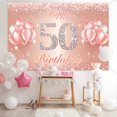 thumbnail image 4 of Fondo De Cartel De Feliz Cumpleaños Número 50 - 50 Suministros De Decoración Para Fiesta De Cumpleaños Para Mujeres O Hombres - Oro Rosa 4 X 6 Pies, 4 of 5