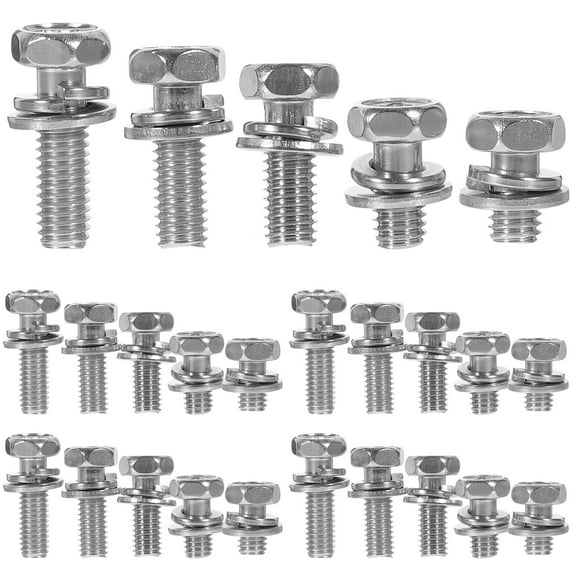 Worgeous  Stainless Steel Bolts and Nuts Kit Motorcycle Battery Ratchet Masonry Silver