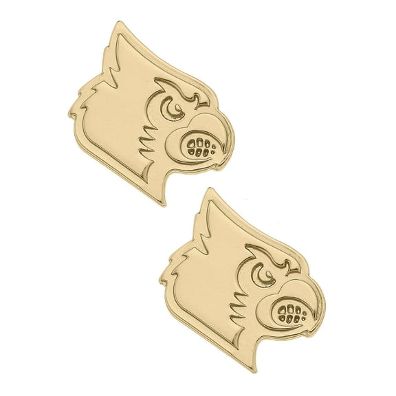 Women' CANVAS Style Louisville Cardinals 24K Gold Plated Stud Earrings