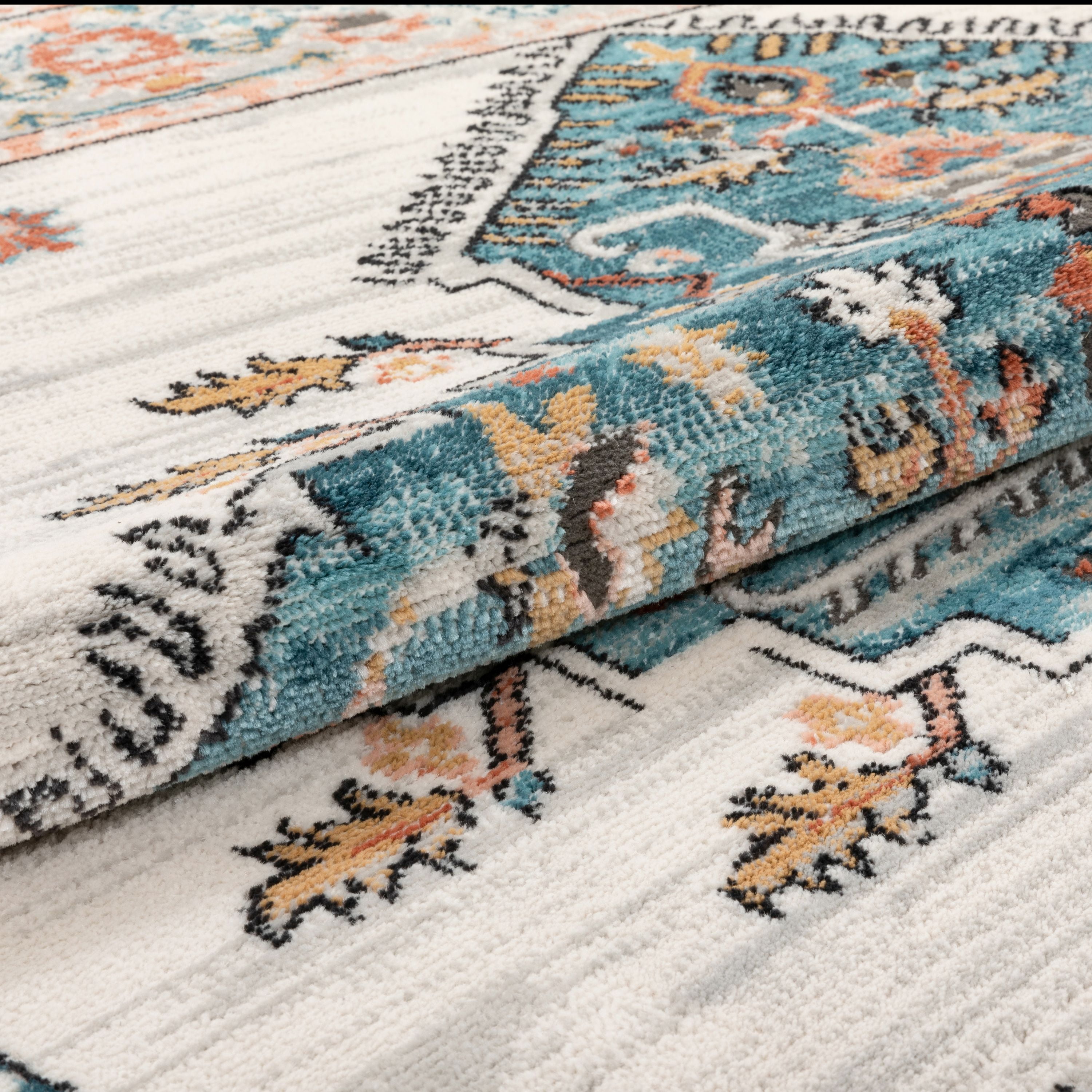 Well Woven Indira Manor Vintage Bohemian Medallion Oriental Blue 5'3" x 7'3" Area Rug