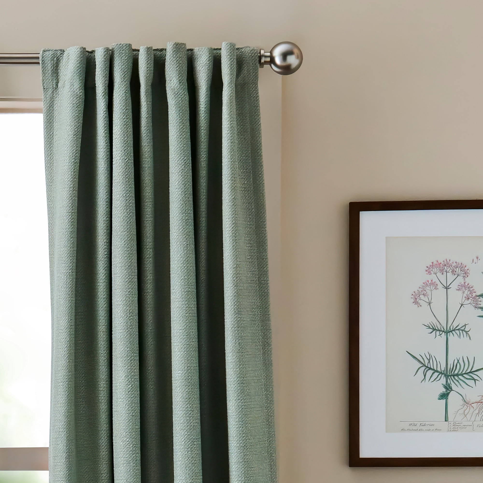 Martha Stewart Bethune Curtain Panel Pair, Sage, Pole Top, Back Tab, Blackout Lined, Indoor, Adult, 2 Piece Set, 50" x 95"