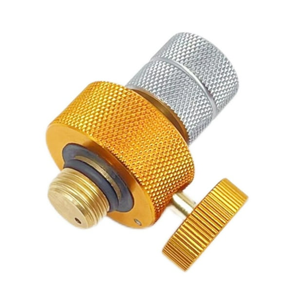 Acoplador de tanque de cartucho de gas Adaptador de recipiente de válvula de gas de cobre para acampar al aire libre